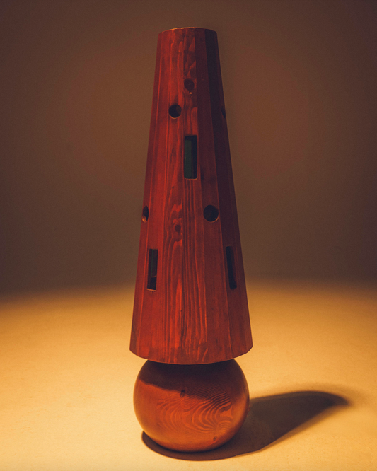Cone and Sphere Table Lamp - Wood